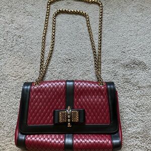 Christian Louboutin Quilted Red and Black Shoulder Bag